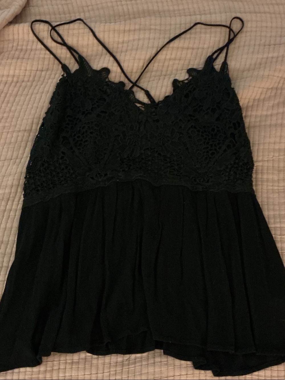 Maurices Black Crochet Lace Spaghetti Strap Cami
